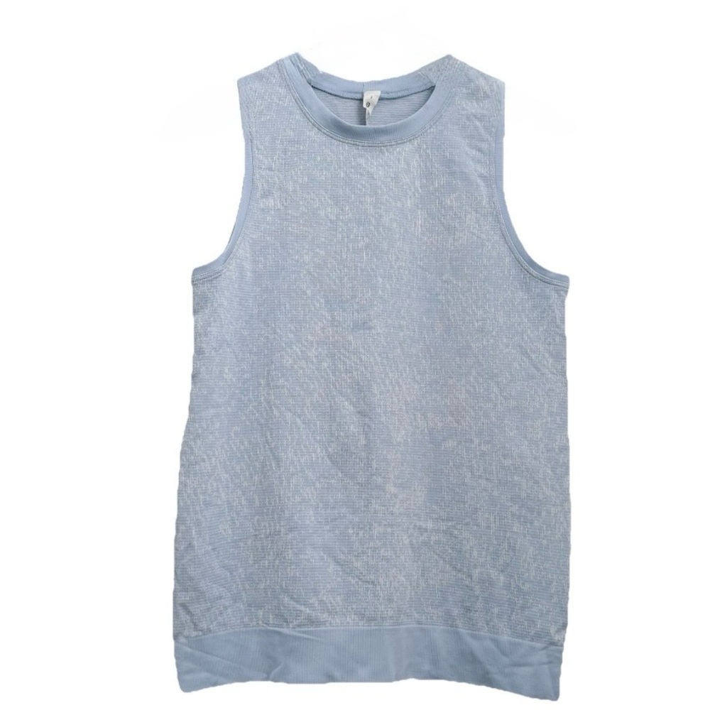 LULULEMON Swiftly Breathe Muscle Tank Top in Floral Fauna Blue Linen/ White Sz 2